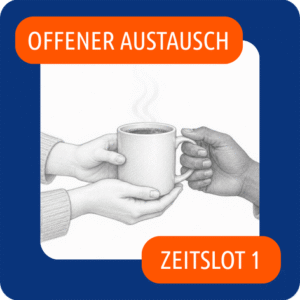 <b>07.10.26 <br> Zeitslot 1: 12:30 – 13:00 Uhr </b><br> Thema: Sozialraum gestalten<br>Pädagogische Kaffeepause