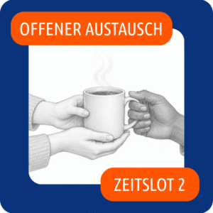 <b>07.10.26  <br> Zeitslot 2: 19:30 – 20:00 Uhr </b><br> Thema: Sozialraum gestalten<br>Pädagogische Kaffeepause